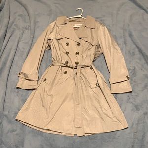 Calvin Klein grey Leopard trench coat